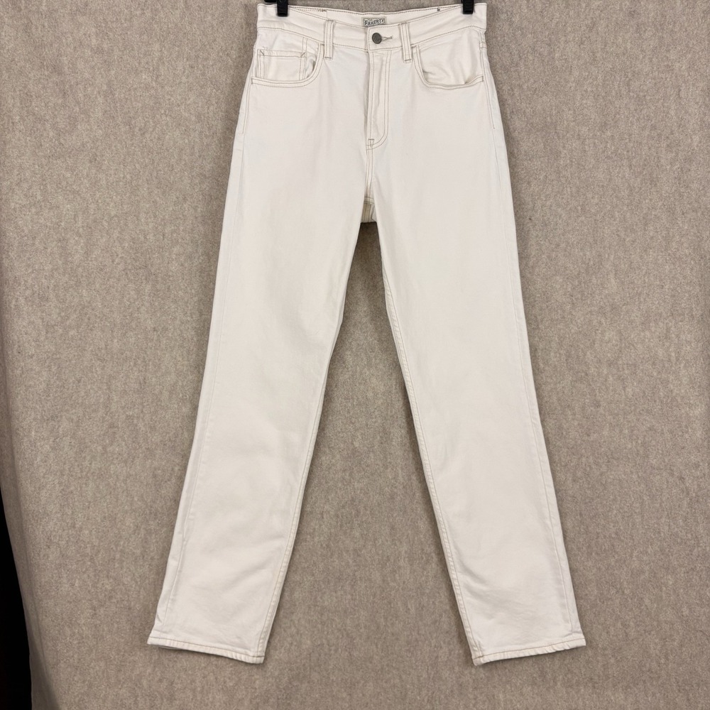 Faherty Women's Jeans Size 27 Cream/ Ivory Straight Leg High Rise Denim - Picture 2 of 12